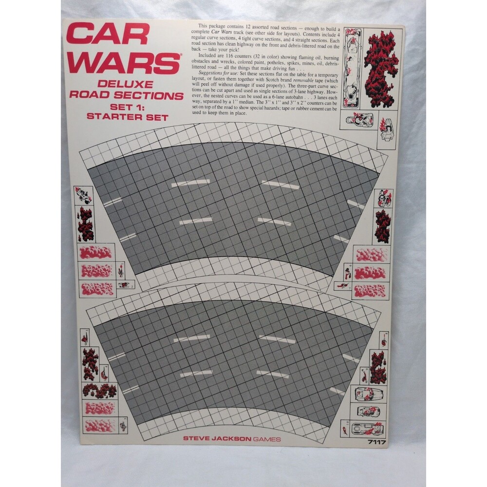 (1) Sheet Car Wars Deluxe Road Sections Set 1: Starter Set